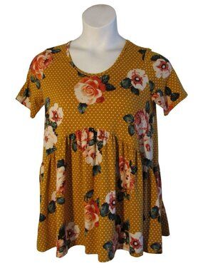 Agnes & Dora S Mustard Green Pink Leggings Knit Floral Shirt Top